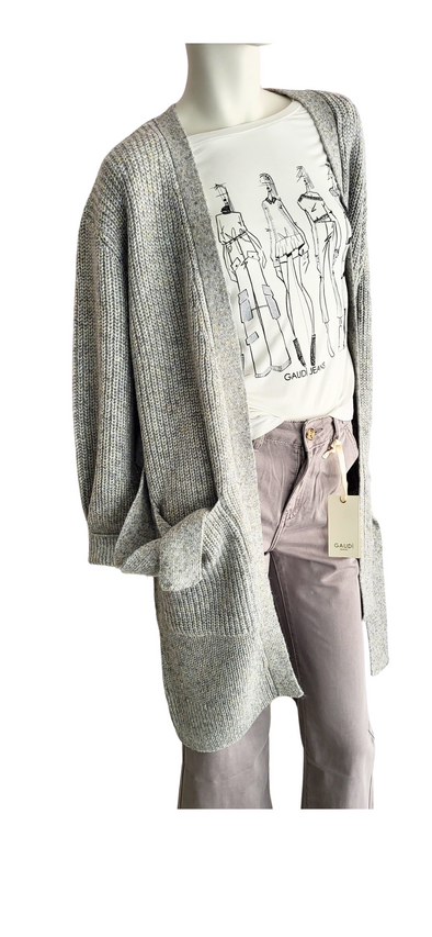 Cappotto da donna in filato lurex con cintura