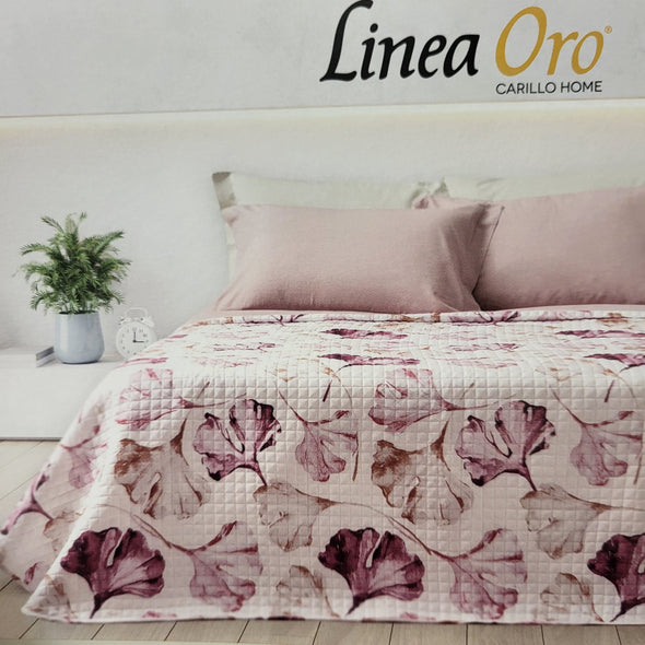 Trapuntino Quilt Ginkgo rosa