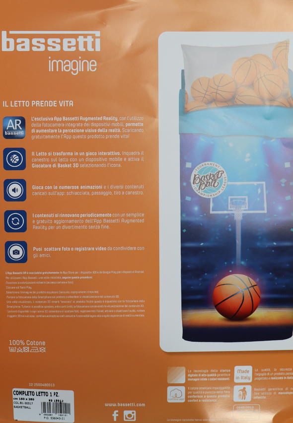 Completo lenzuola letto Singolo Bassetti Basketball